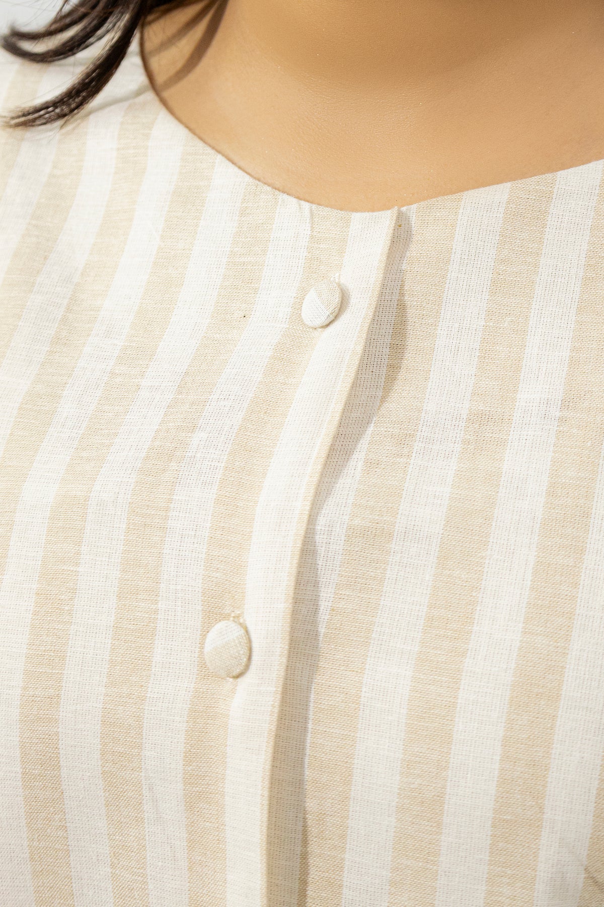 Sand & White Striped Pure Irish Linen Relaxed Co-ord Set