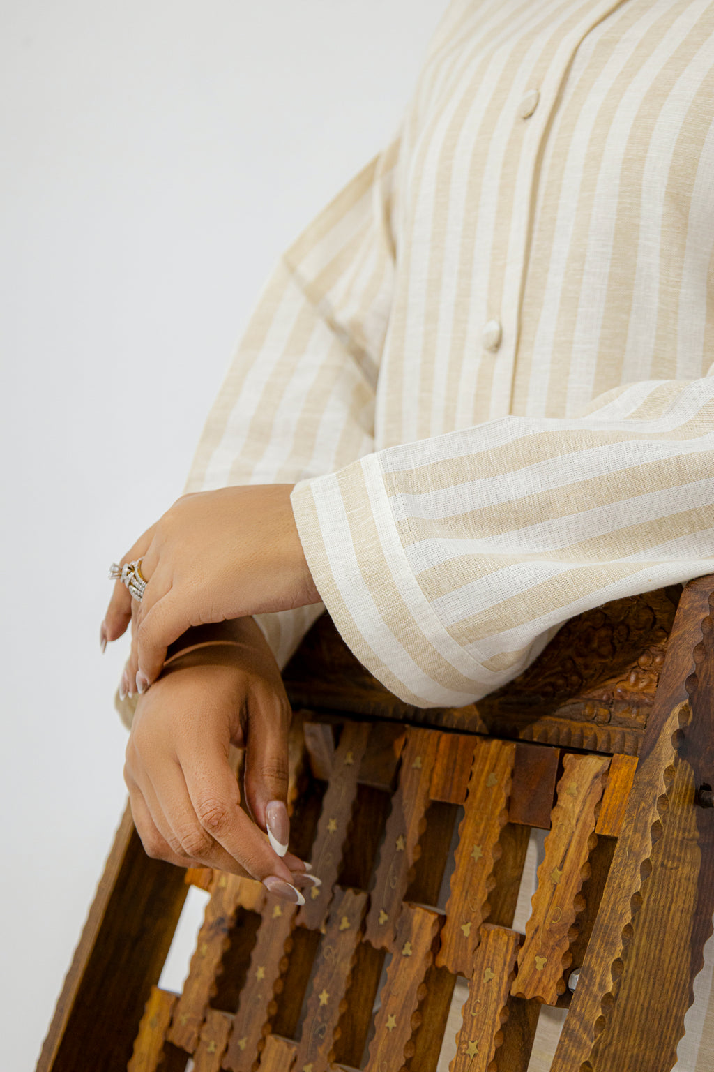 Sand & White Striped Pure Irish Linen Relaxed Co-ord Set