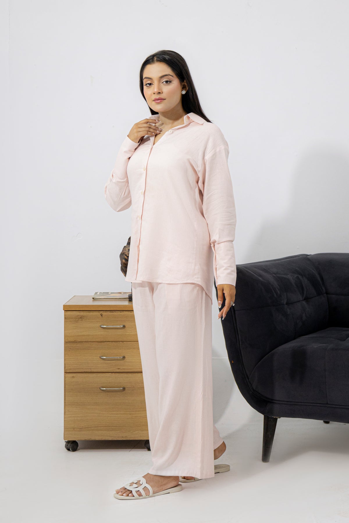Effortless Blush Pure Irish Linen Pink Lounge Co-ord Set