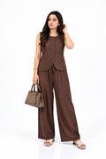 Mocha Muse Viral Irish Linen Sleeveless Wide-Leg Co-ord Set