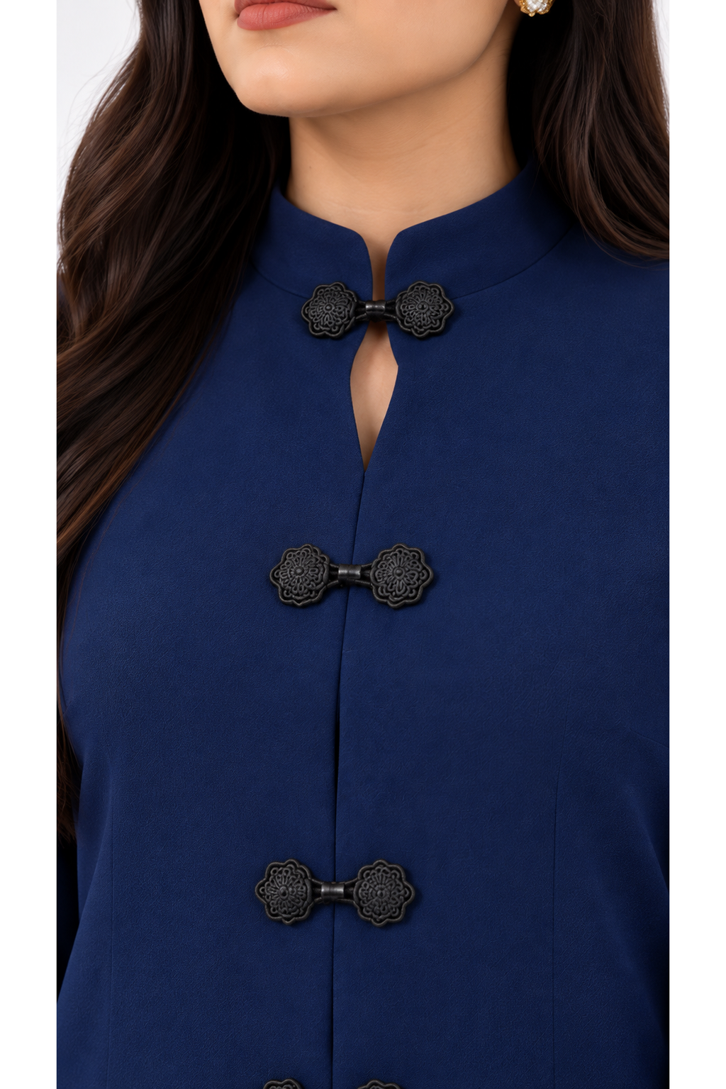 Midnight Blue Viral Irish Linen Mandarin Collar Co-ord Set