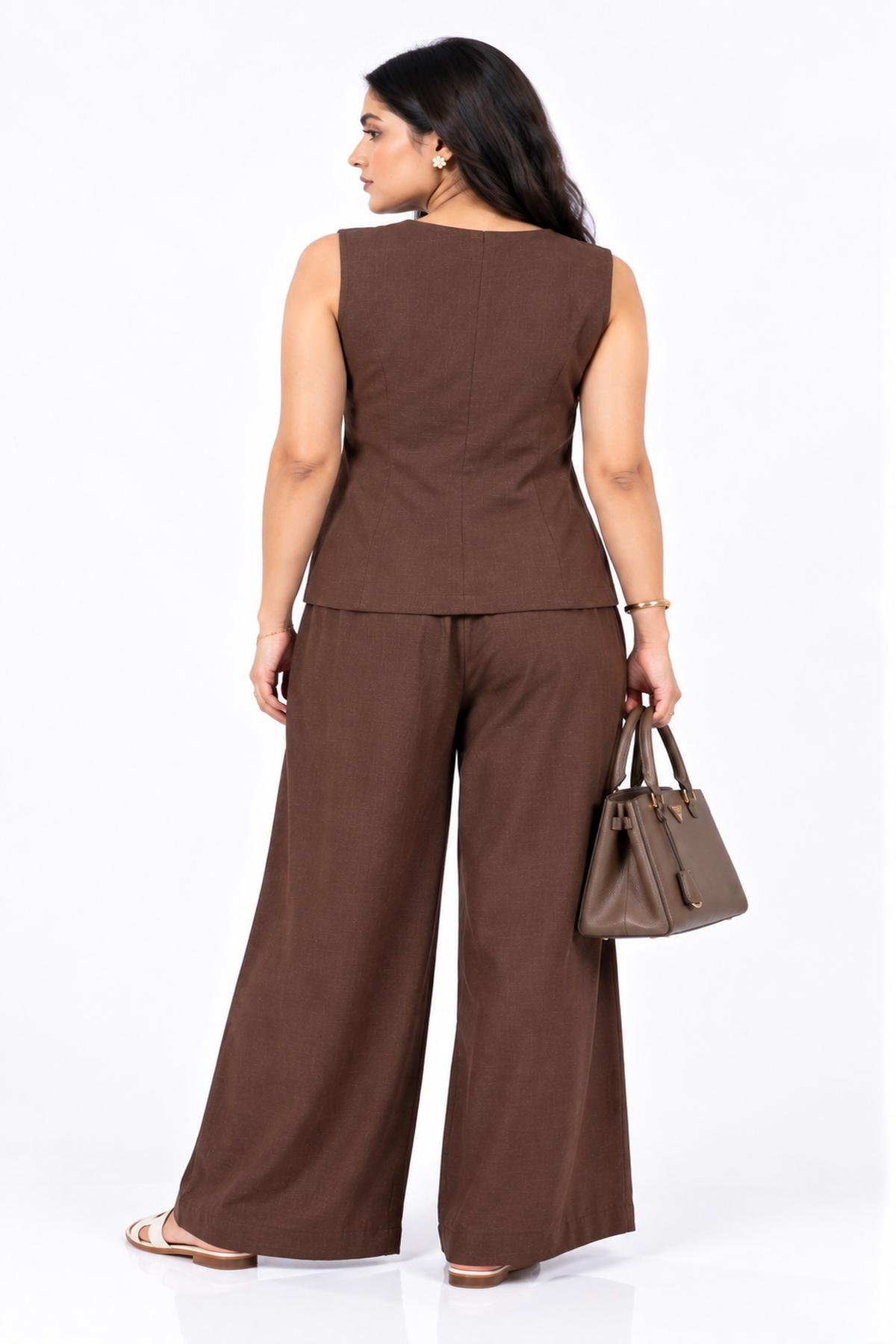 Mocha Muse Viral Irish Linen Sleeveless Wide-Leg Co-ord Set