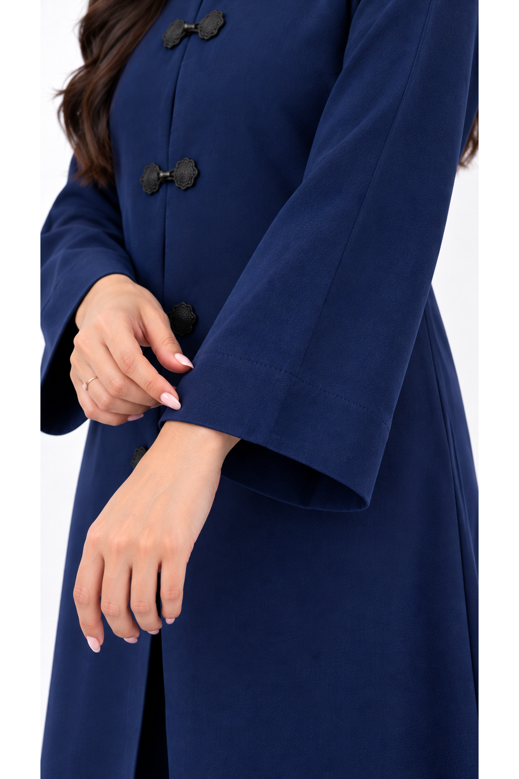 Midnight Blue Viral Irish Linen Mandarin Collar Co-ord Set