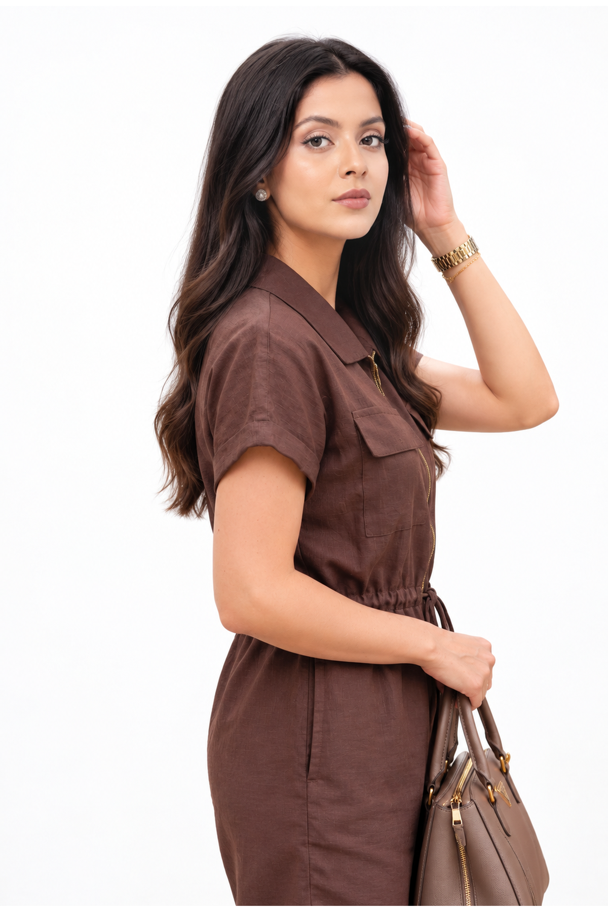 Mocha Muse Textured Viral Irish Linen Relaxed Fit Co-ord Set